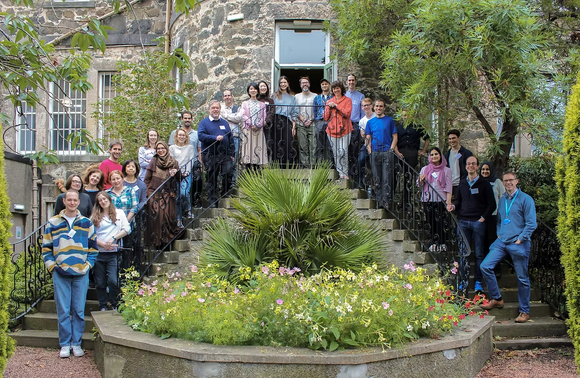Edinburgh Metabolism group photograph on outdoor steps